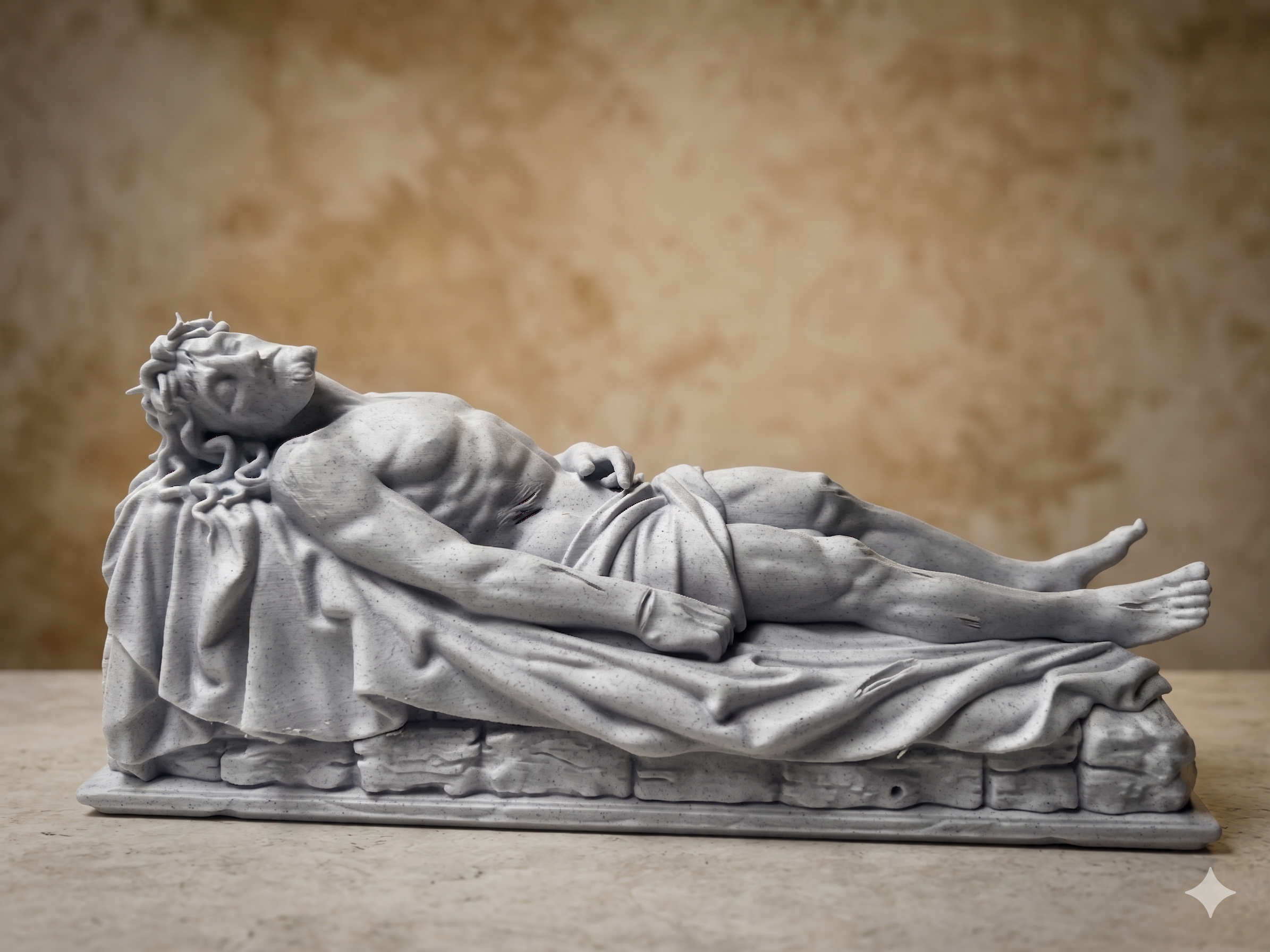 Recumbent Entombed Christ Statue - Sacred Tabletop Art | Apex3DLabs