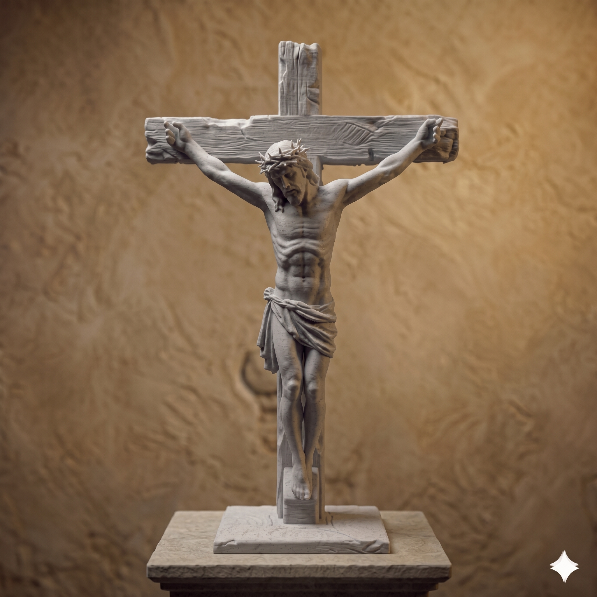 Classic Crucifix of Jesus Christ Statue - Sacred Tabletop Art 3D Printed by Apex3DLabs