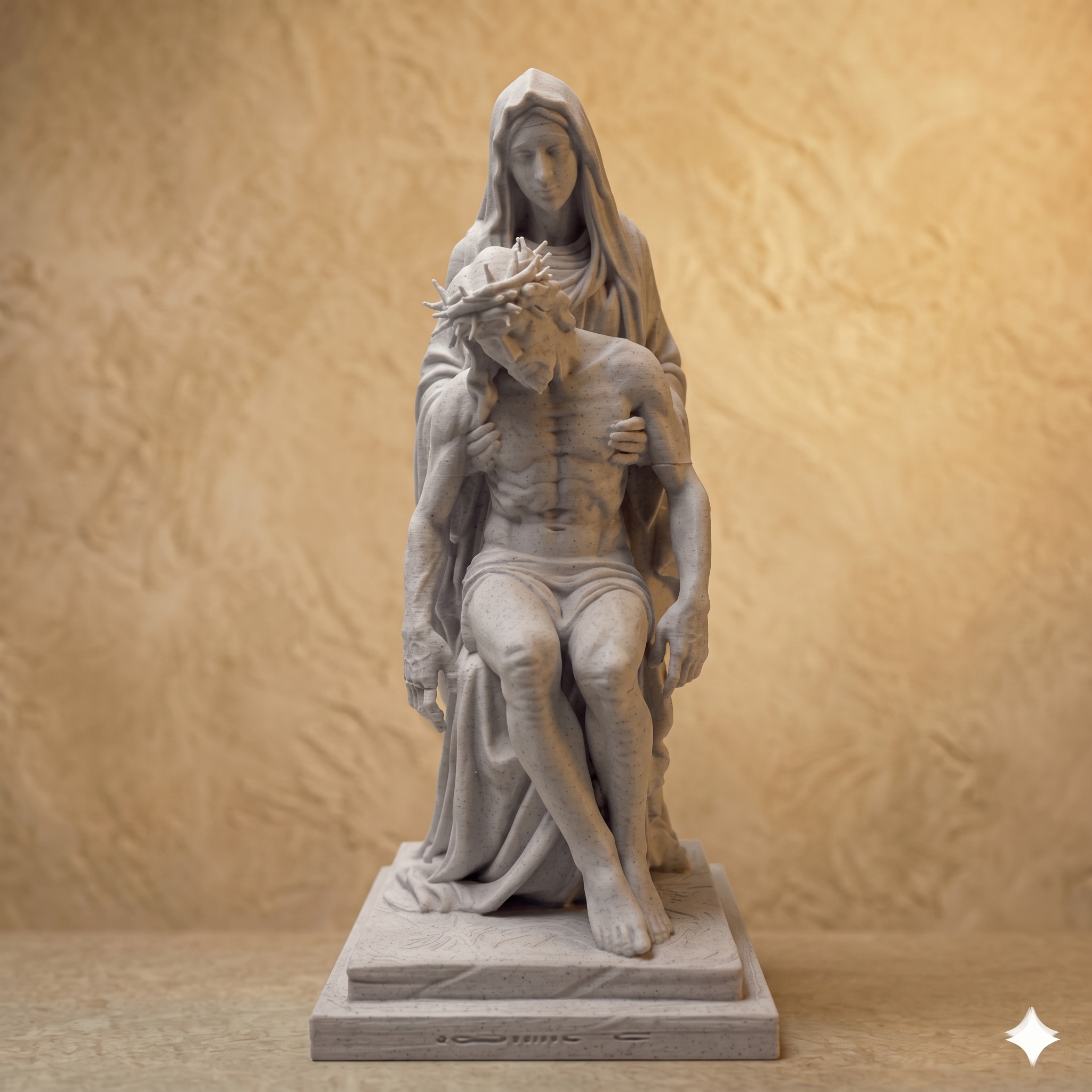 Vertical Pietà Statue of Jesus & Mary - Sacred Tabletop Art by Apex3DLabs