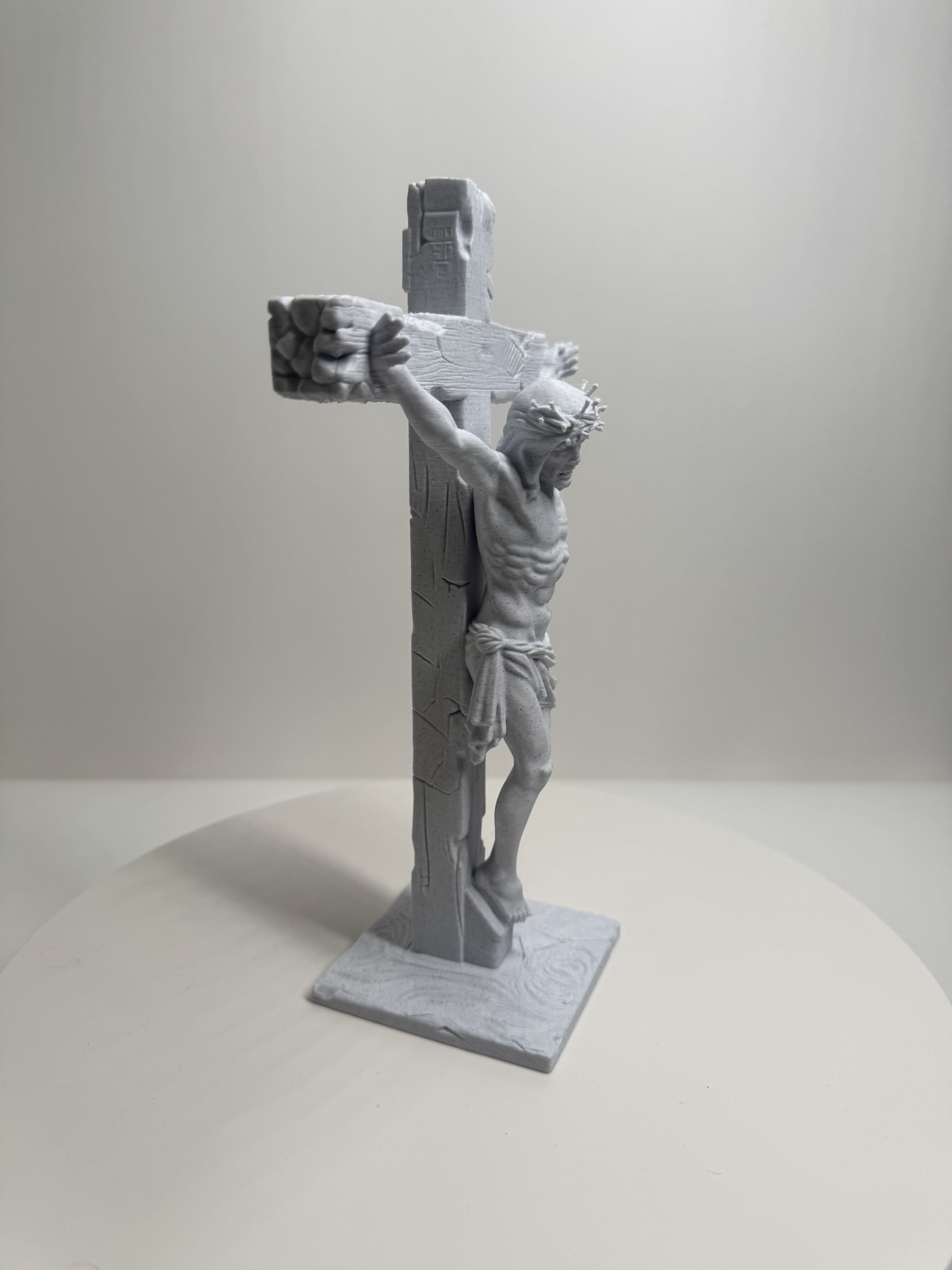 Classic Crucifix of Jesus Christ Statue - Sacred Tabletop Art 3D Printed by Apex3DLabs