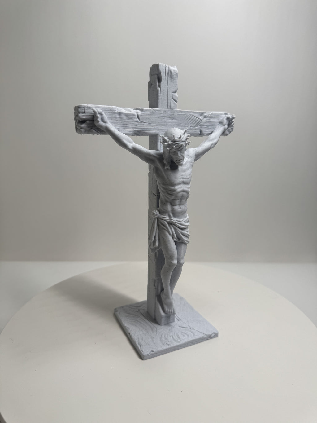 Classic Crucifix of Jesus Christ Statue - Sacred Tabletop Art 3D Printed by Apex3DLabs
