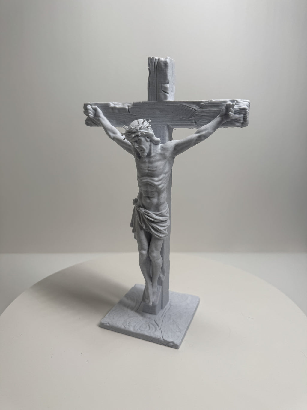Classic Crucifix of Jesus Christ Statue - Sacred Tabletop Art 3D Printed by Apex3DLabs
