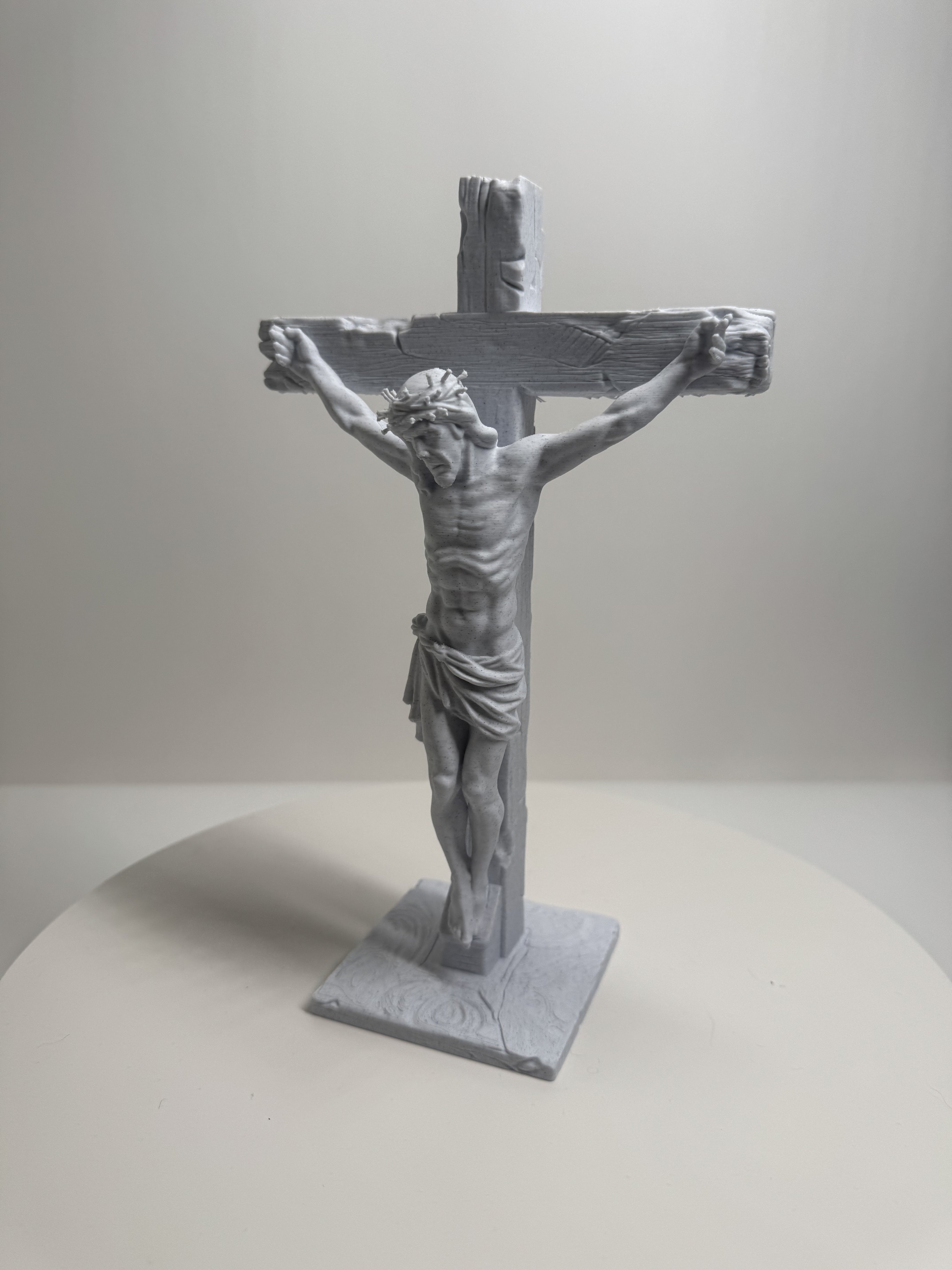 Classic Crucifix of Jesus Christ Statue - Sacred Tabletop Art 3D Printed by Apex3DLabs