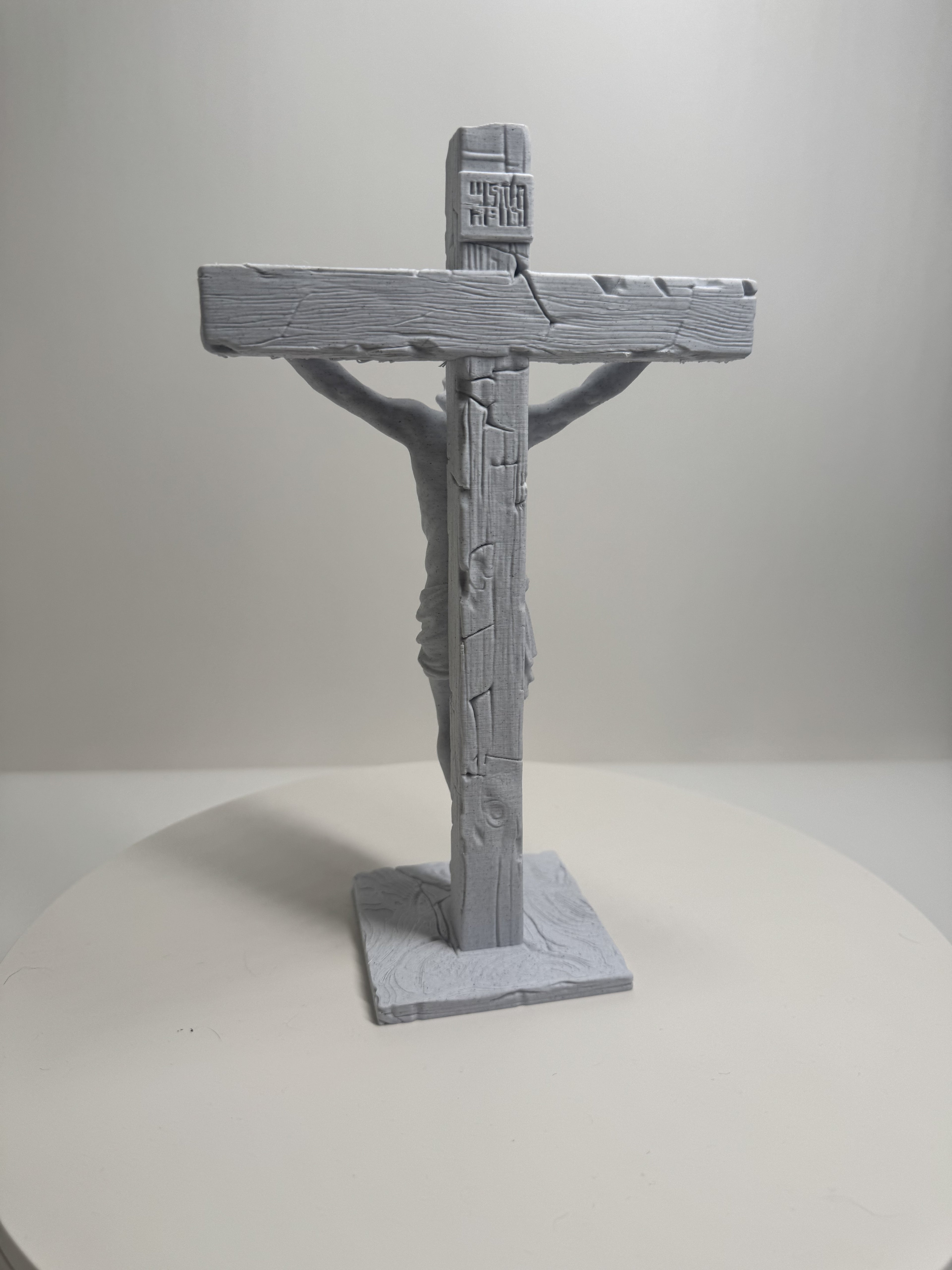 Classic Crucifix of Jesus Christ Statue - Sacred Tabletop Art 3D Printed by Apex3DLabs