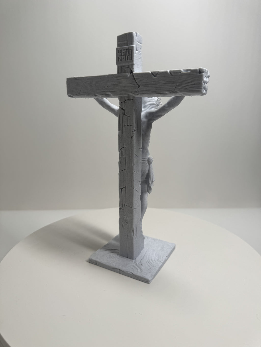 Classic Crucifix of Jesus Christ Statue - Sacred Tabletop Art 3D Printed by Apex3DLabs