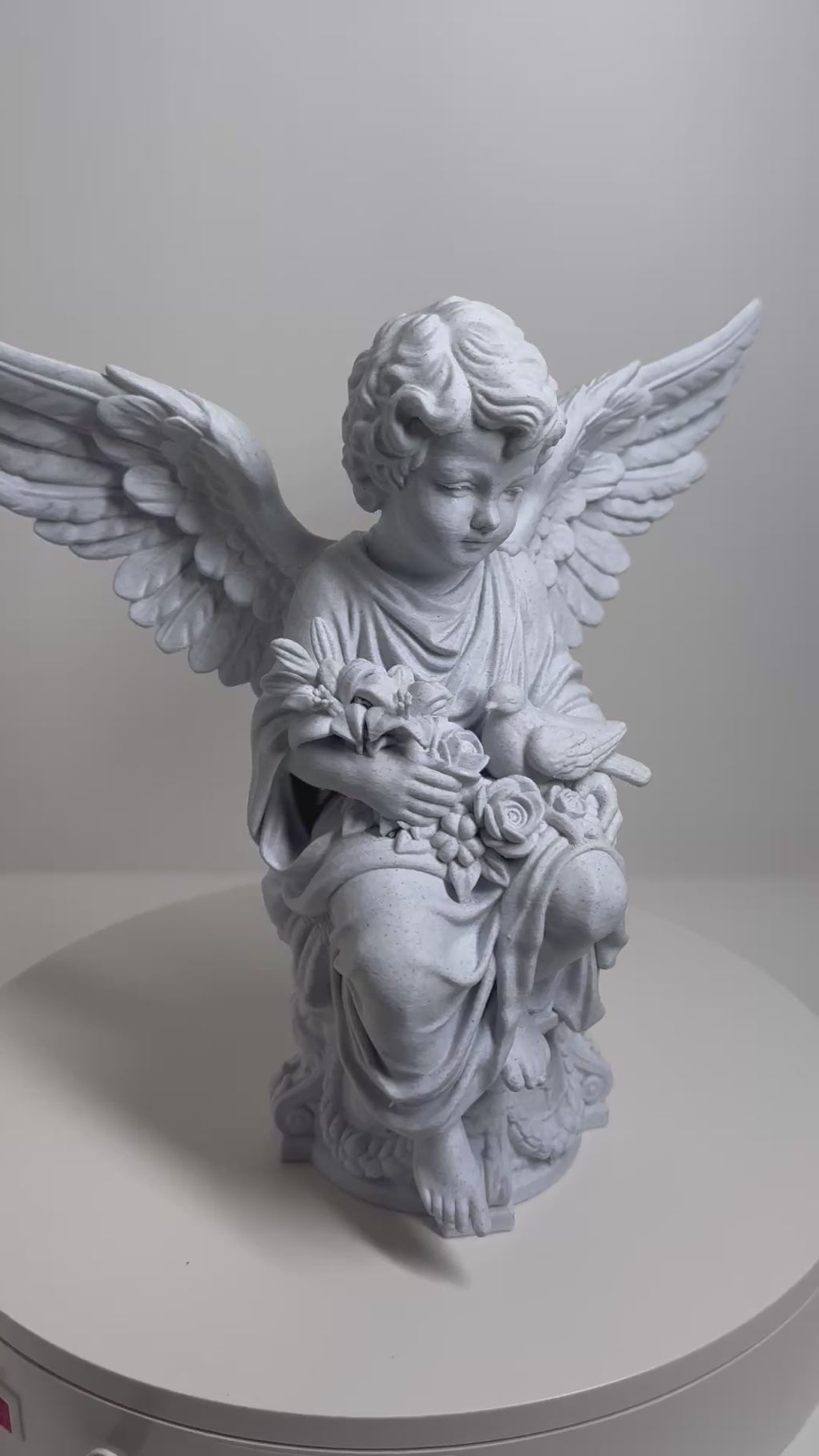 Guardian Angel with Dove & Flowers Statue - Classical Sacred Art by Apex3DLabs