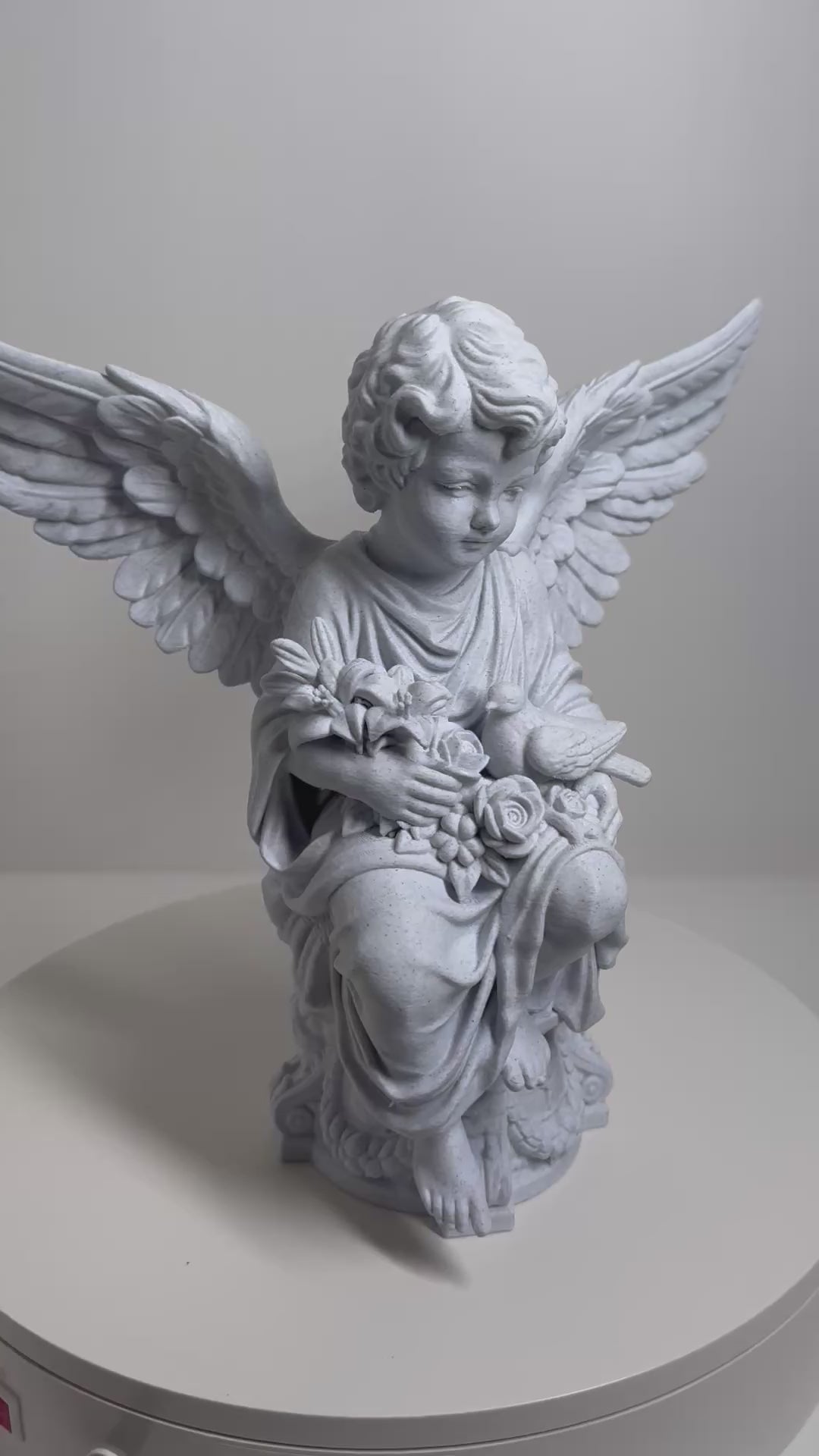 Guardian Angel with Dove & Flowers Statue - Classical Sacred Art by Apex3DLabs