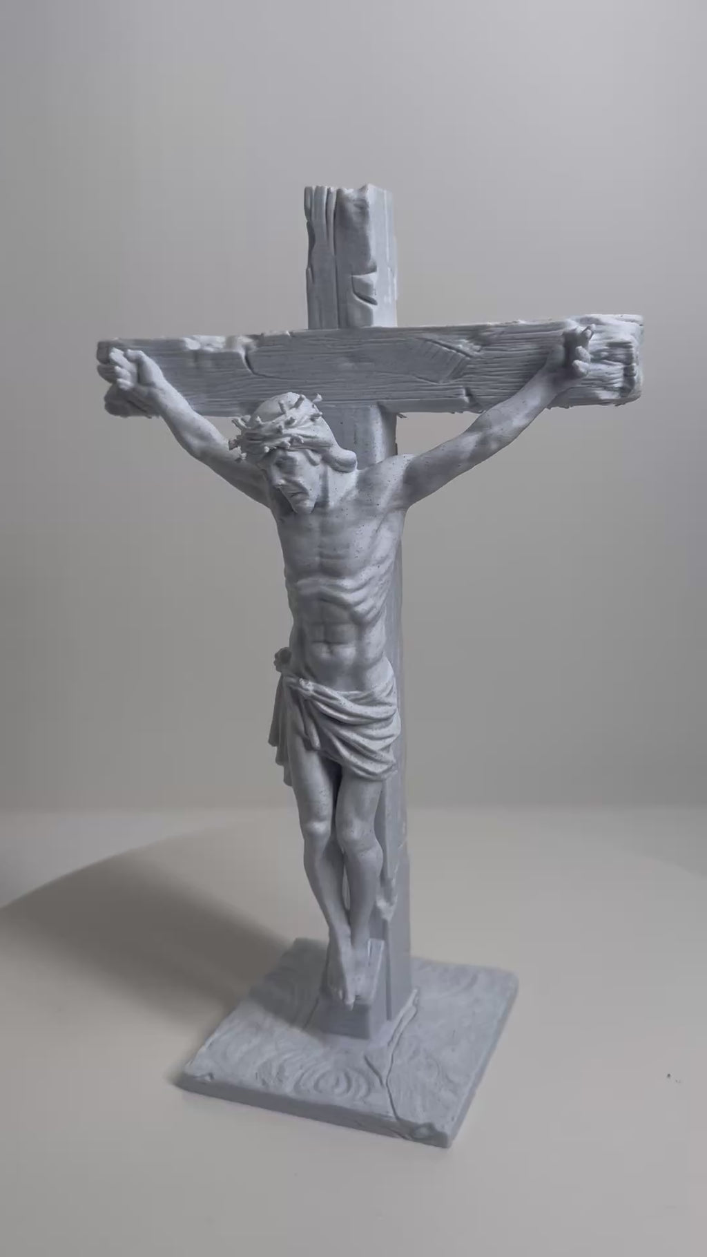 Classic Crucifix of Jesus Christ Statue - Sacred Tabletop Art 3D Printed by Apex3DLabs