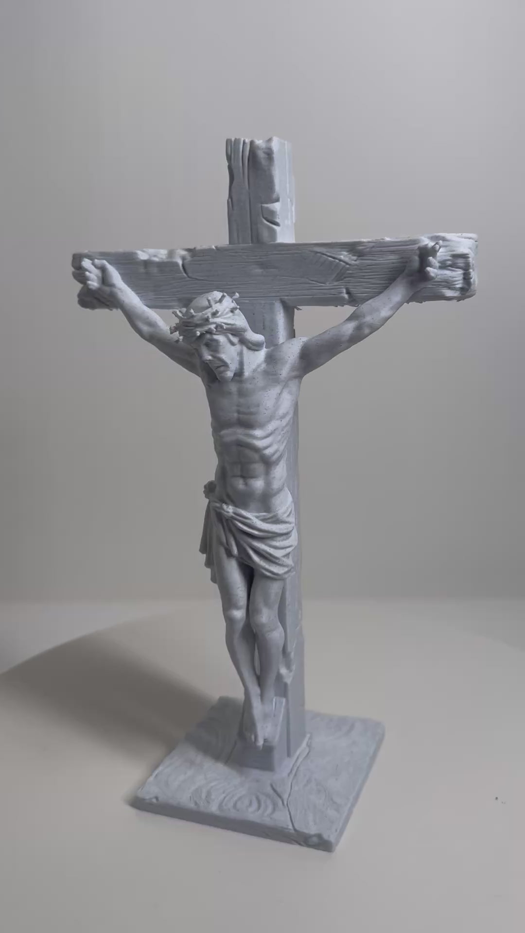 Classic Crucifix of Jesus Christ Statue - Sacred Tabletop Art 3D Printed by Apex3DLabs