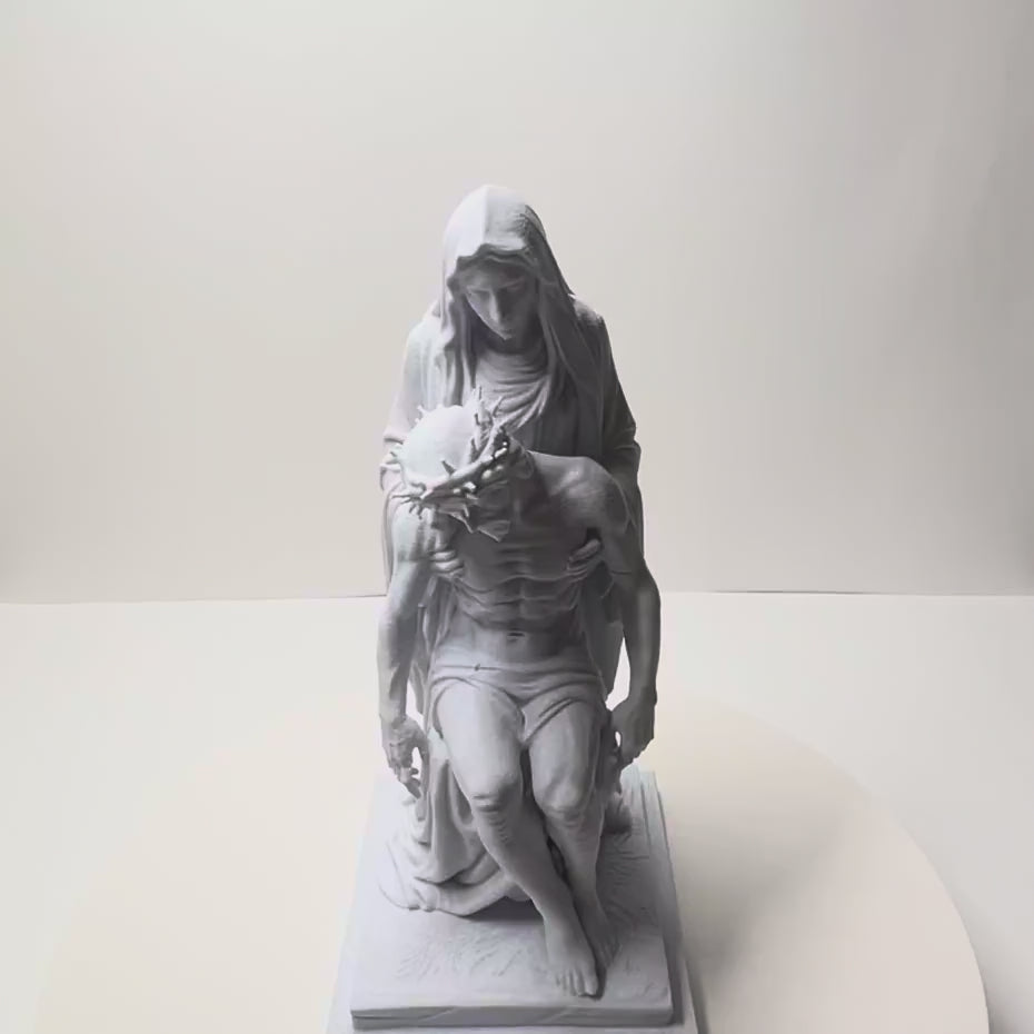 Vertical Pietà Statue of Jesus & Mary - Sacred Tabletop Art by Apex3DLabs